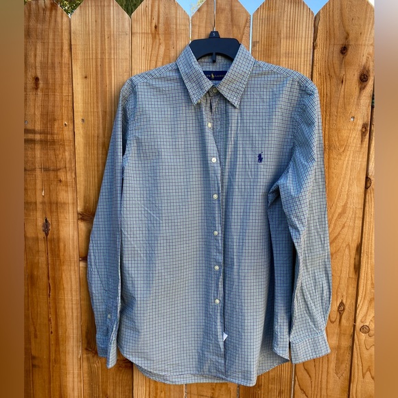 Ralph Lauren Plaid Men’s 100% Cotton Button Front Shirt, Green/Navy, Size L - Picture 5 of 5